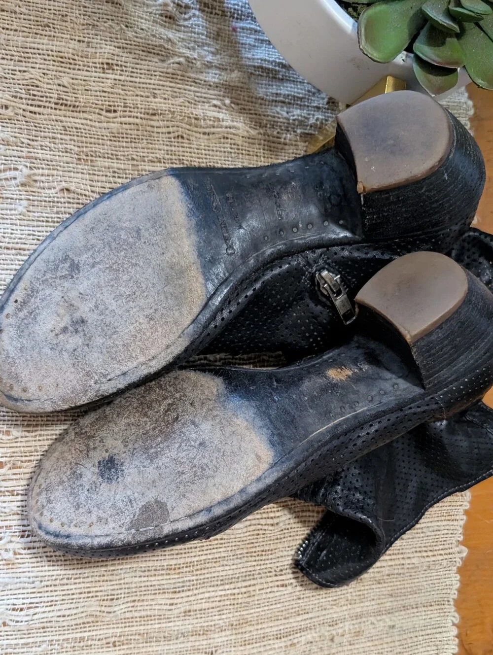Officine Creative Black Perforated Leather Booties size 38